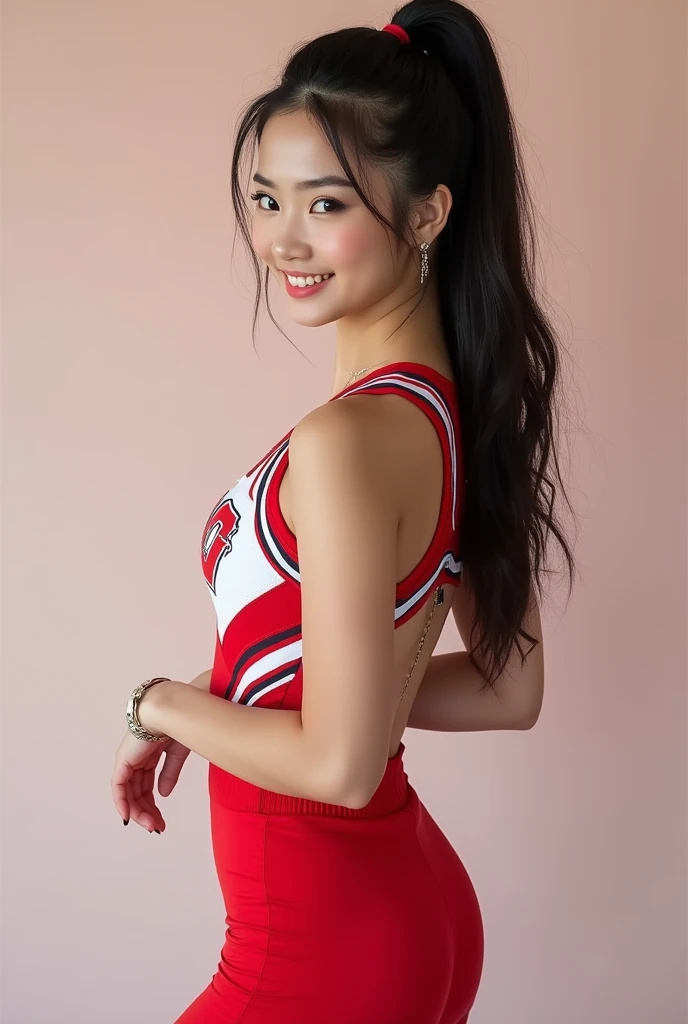 A sexy Young asian student cheerleader, high quality, realistic