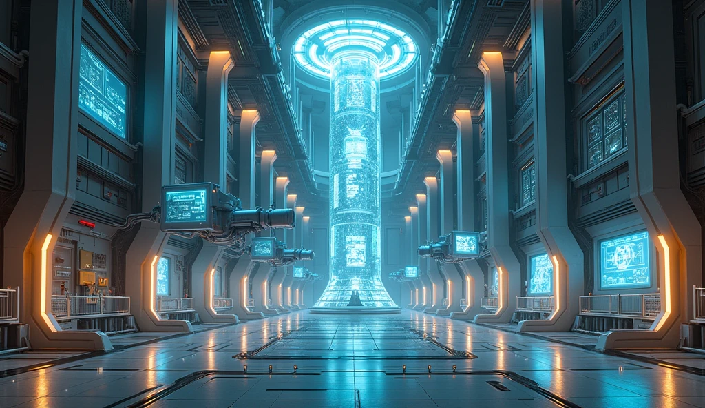 high quality futuristic physics laboratory without people in the environment