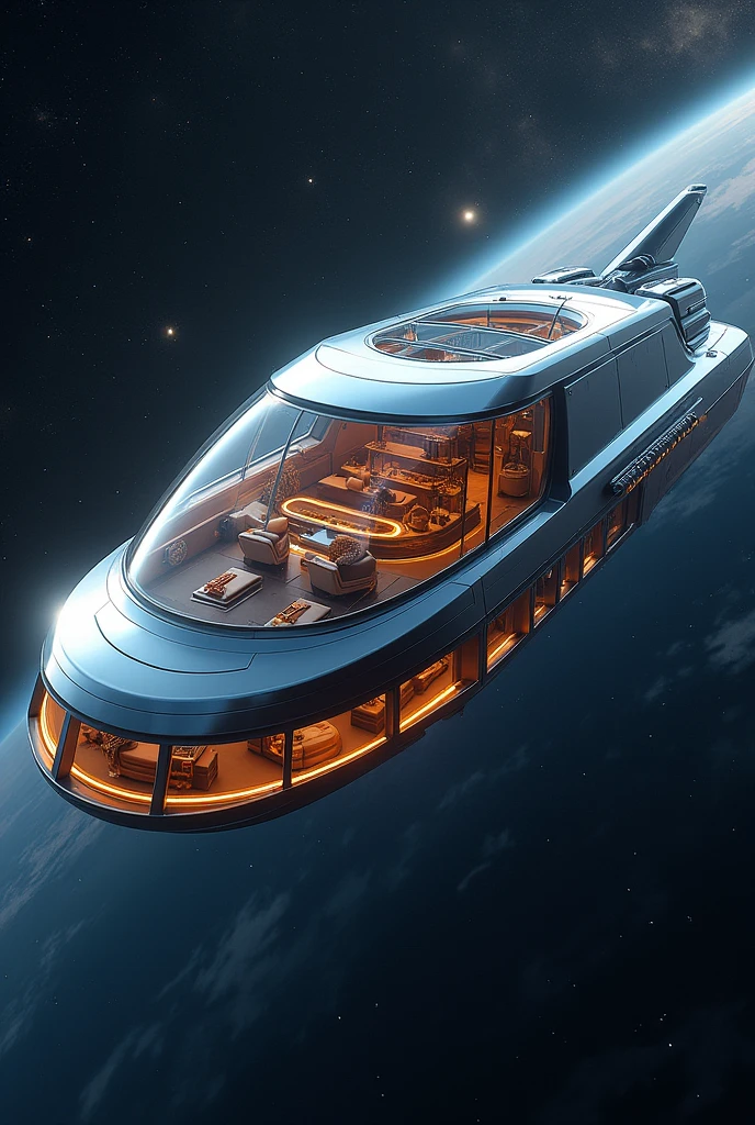 Spaceship、sightseeing、All-round glass、Glass windows on the sides、Sense of luxury、noon