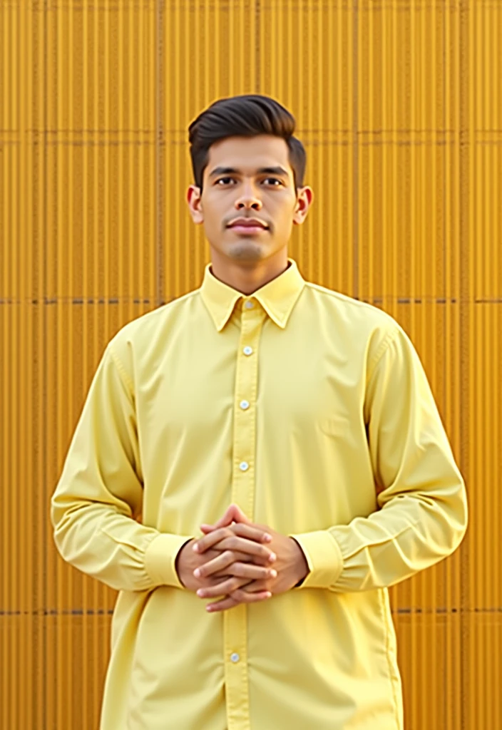 A young teacher standing in front of a white board alone.
