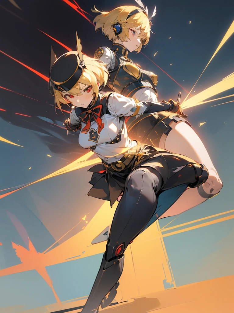 (((first girl))((Metis))((persona 3)) ((robot)) ((girl)) ((black torso)) ((golden belt)) ((black metal skirt)) ((feathers skirt)) ((red eyes)) ((short black hair)) ((golden headphones)) ((red headwear)) 4k )
(((Second girl ))((aigis)) ((persona 3)) ((robot)) ((shor hair)) ((blonde hair)) ((blue eyes)) ((white torso)) ((golden details)) ((golden headband)) ((big ribbon chest)) ((pretty)) ((4k)
2 girls together, 2 girls interacting ((dynamic pose)) ((cool pose)) ((fullbody)) ((combat pose))
Colorful environment pretty environment floating in the air happy