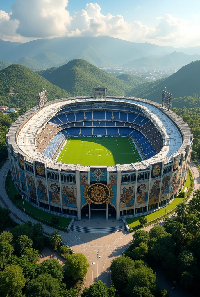 You could make a football stadium with a capacity of 20,000 people inspired by the Nicaraguan shield 