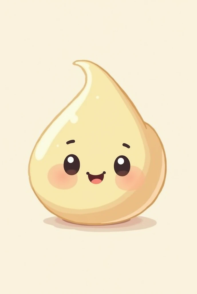 A whimsical cream-colored mayo splat with a thick black outline, featuring large, expressive black eyes and a friendly, cheerful smile. The splat should have a playful and inviting appearance, with a touch of cartoonish charm male face no eyebrows no interior lines no blushed face