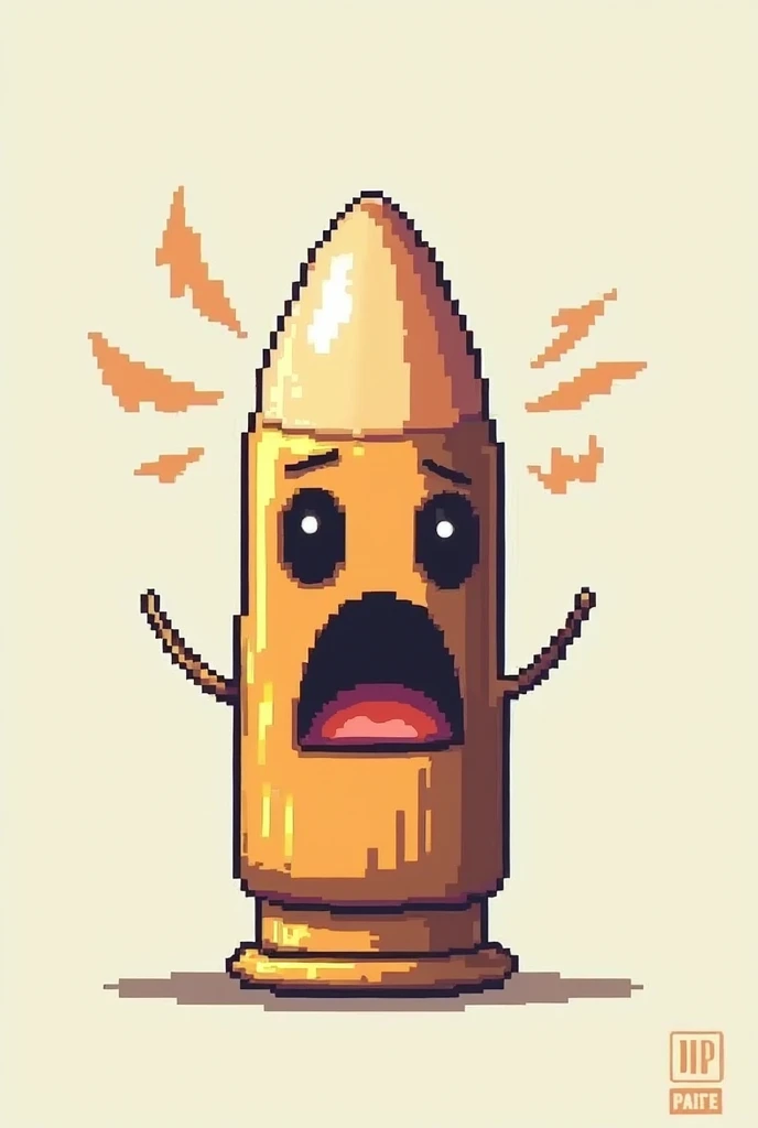 Make me a picture of a 32-bit bullet screaming OEEEE