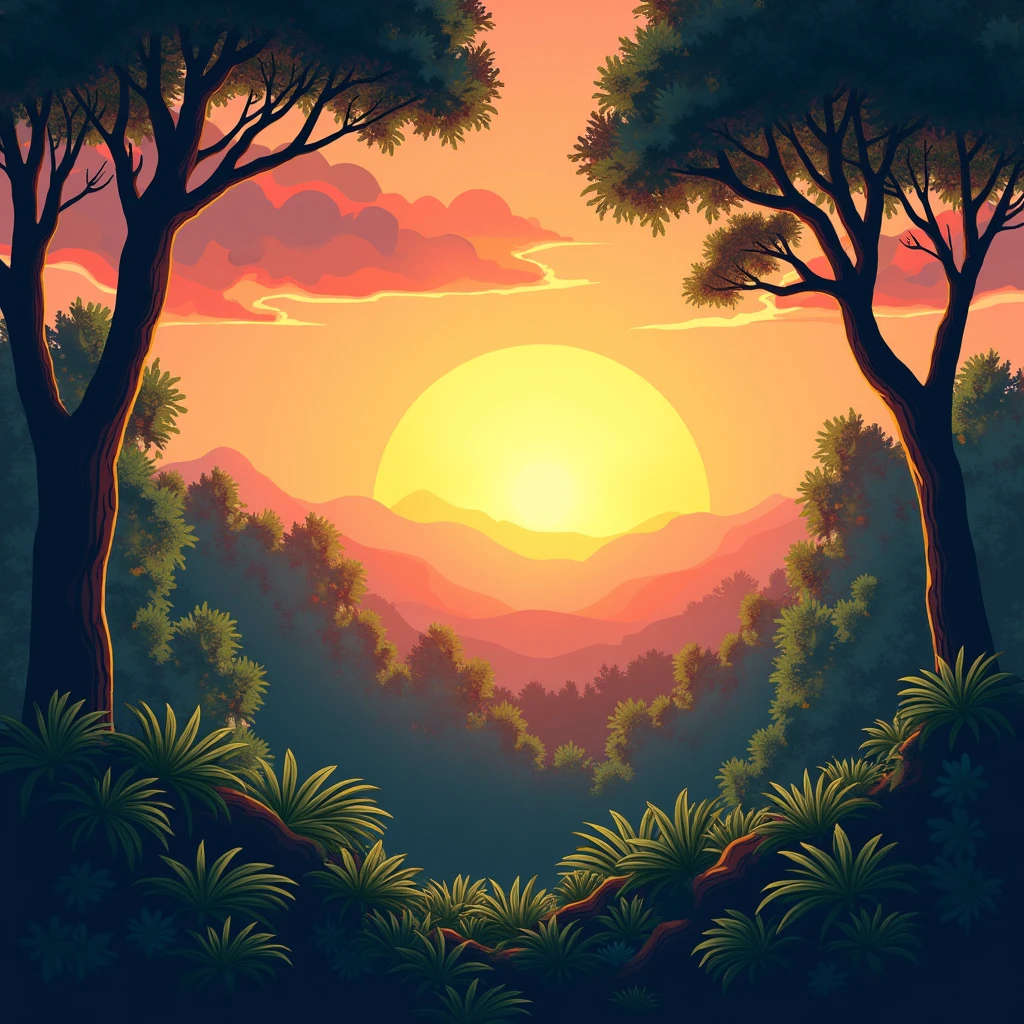 Create a banner for a restaurant called “Ponto Norte” the logo should have a sunset in a forest like the background of the image you sent