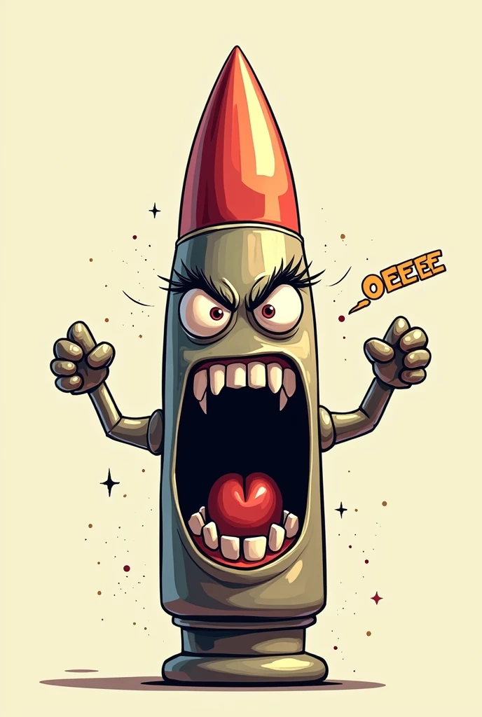Make me a picture of a 32-bit bullet literally screaming OEEEE