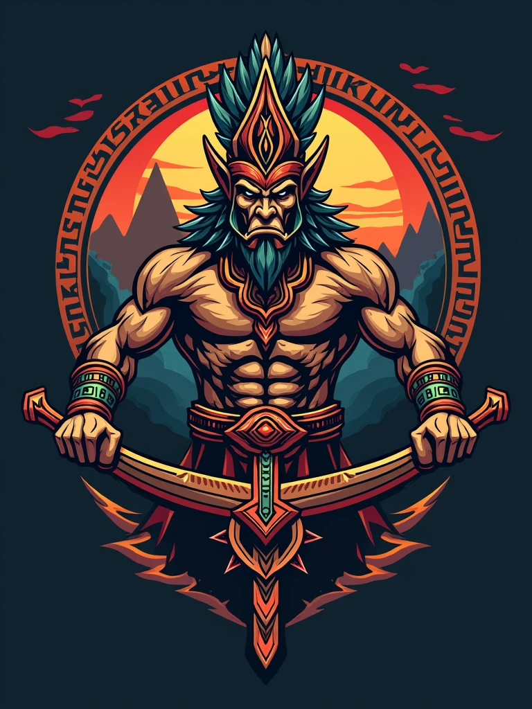 Village Name ,Design de Logo Tribal Warrior Esport