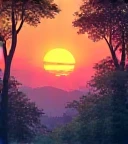 Create a banner for a restaurant called “Ponto Norte” the logo should have a sunset in a forest like the background of the image you sent
