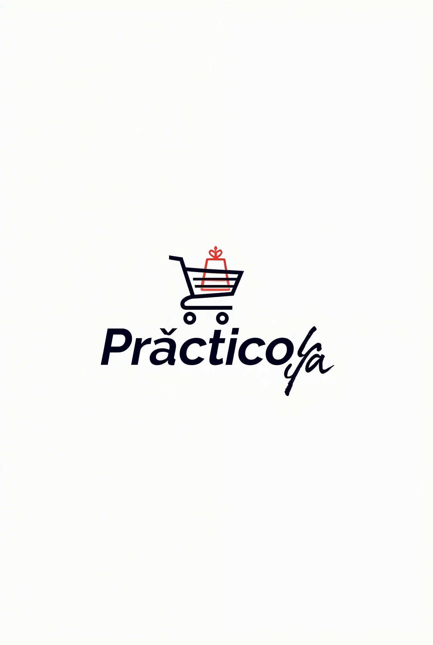 Create a stylish logo for your online store "PRÁCTICO YA", shopping cart, shopping bags