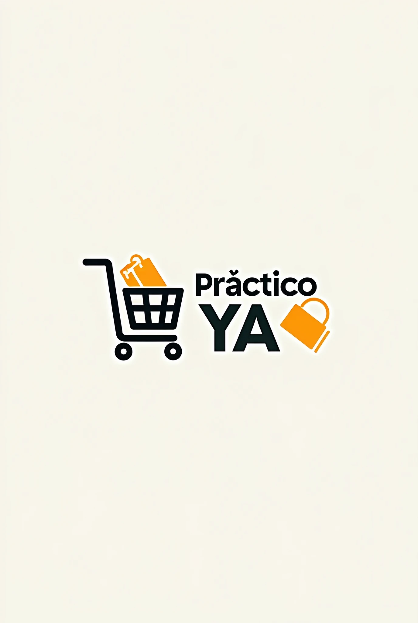 Create a stylish logo for your online store "PRÁCTICO YA", shopping cart, shopping bags