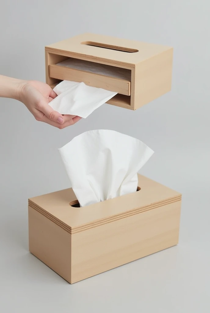 Box of tissues with another compartment for the ones you already used and another for the new ones
