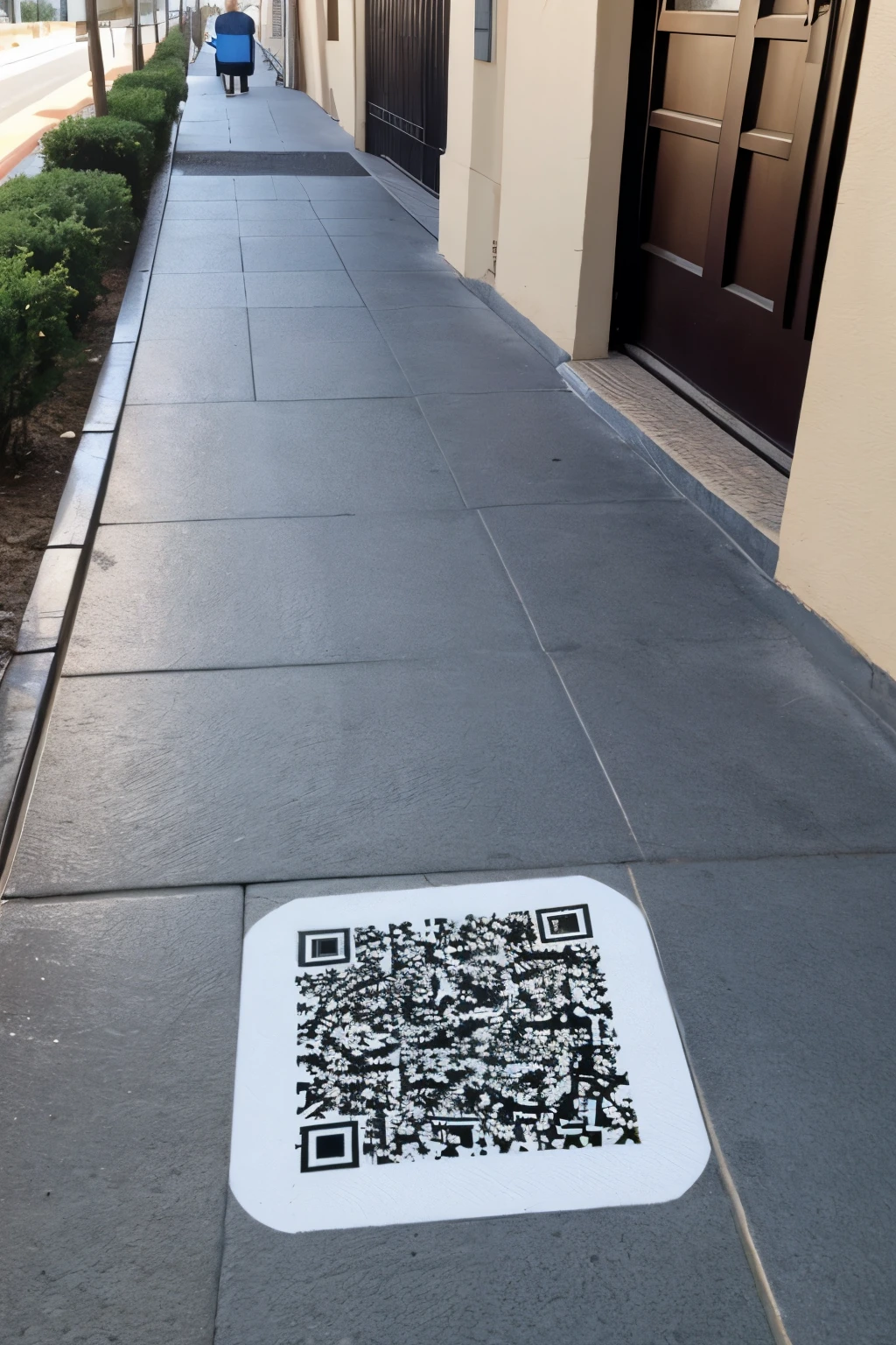 codigo QR labrado en una sidewalk