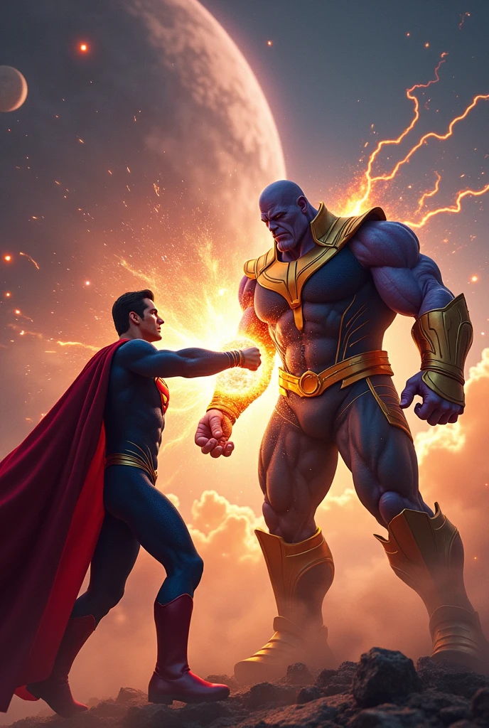 Superman punching Thanos
