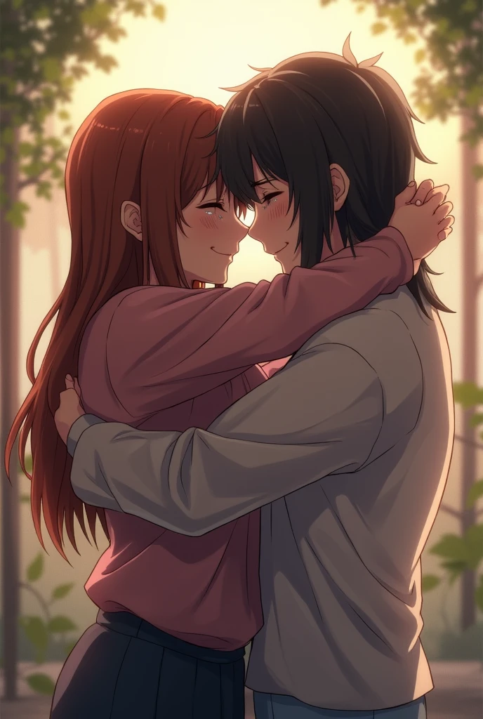 Derike and Mizuki hugging