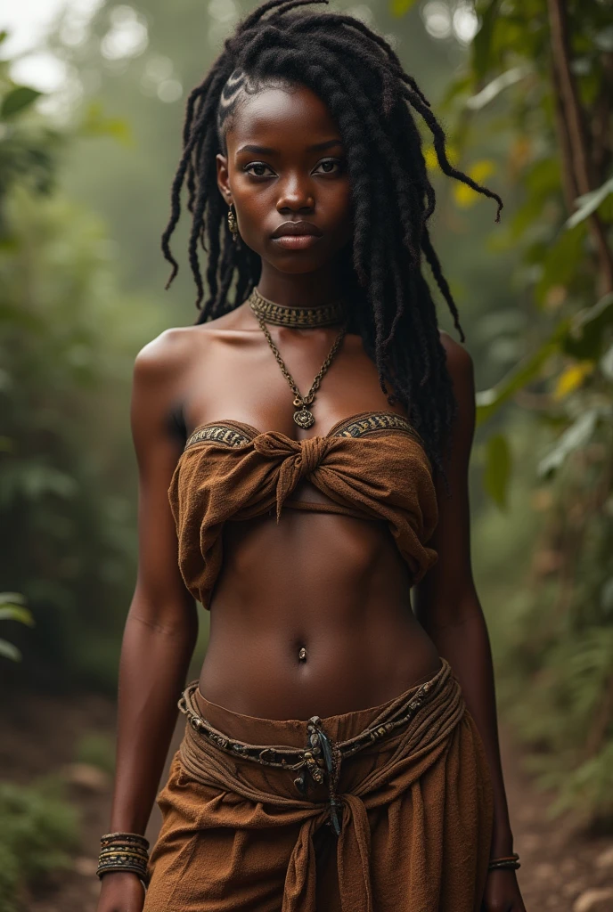 Beautiful young African woman she is primitive is this one with very short shorter clothes