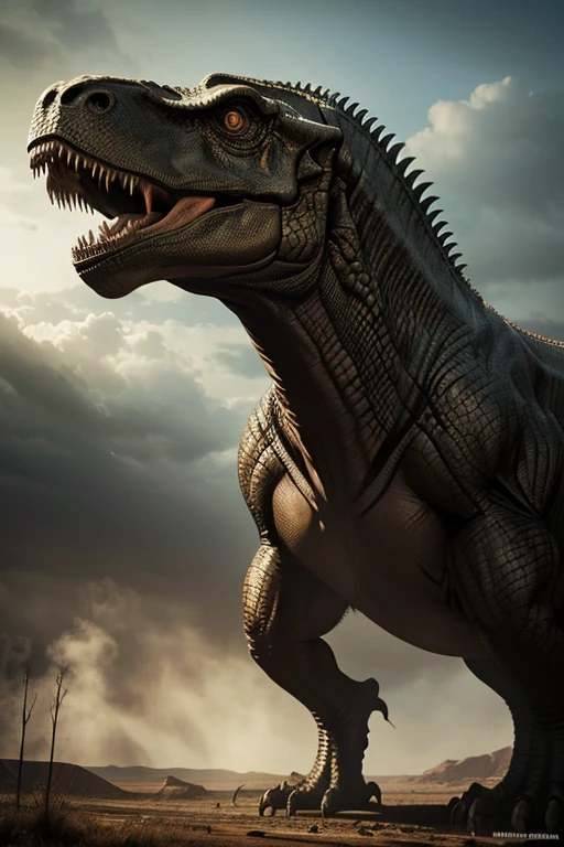 Tyrannosaurus Rex, Dark Fantasy Theme, Jurassic Period, More Creative, Wide Angle View, Cowboy Shot