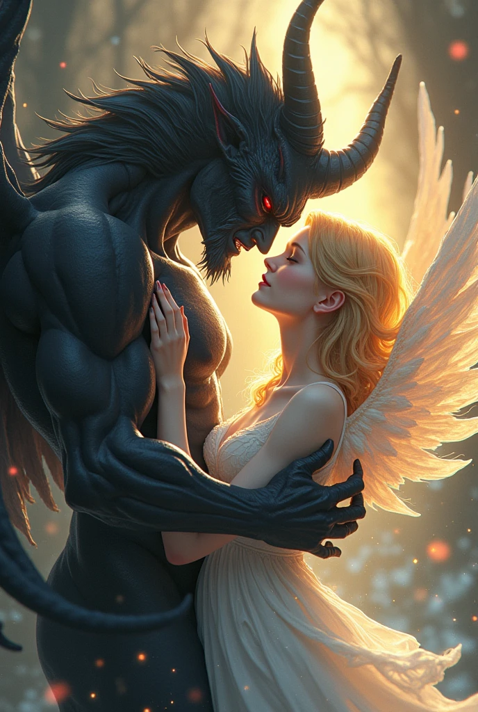 Derike demon and mizuki angel hugging 

