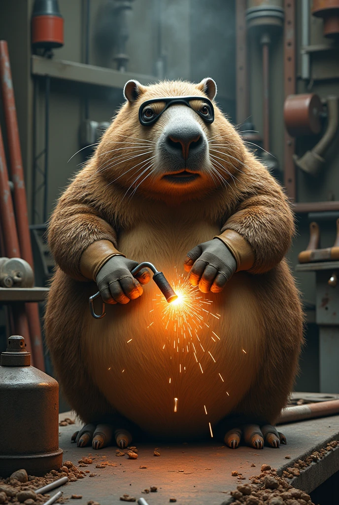 Fat capybara welding 