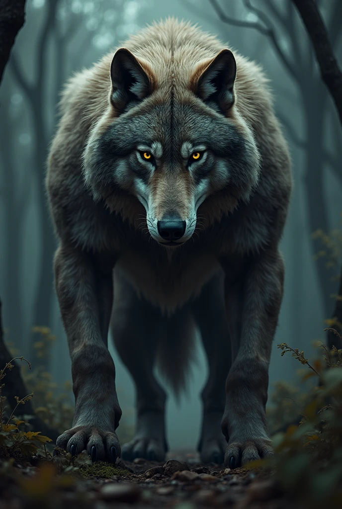Muscular wolf with huge cock