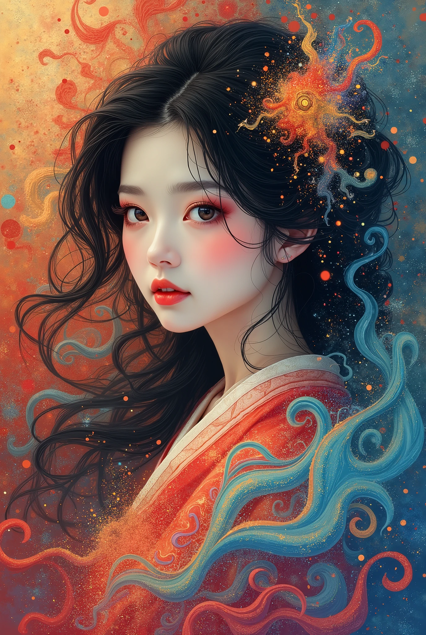 masterpiece,top quality,best quality,official art,beautiful and aesthetic,(1 japanese girl),extreme detailed,(fractal art:1.3),colorful,highest detailed, portrait, 
