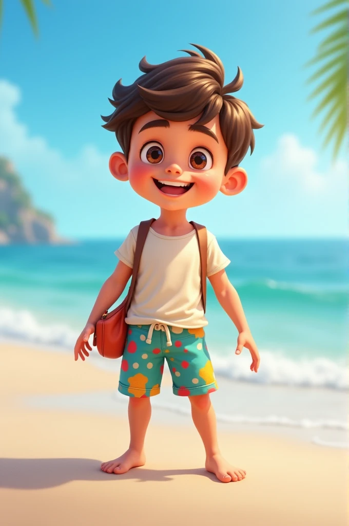 A boy in swimming clothes