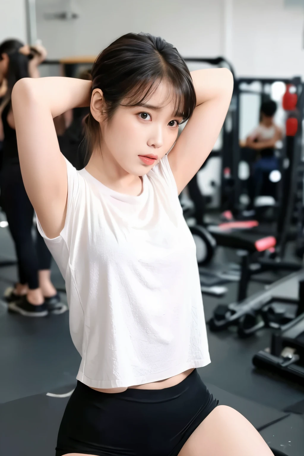 Korean woman doing muscle training at the training gym, Lee Ji Eun