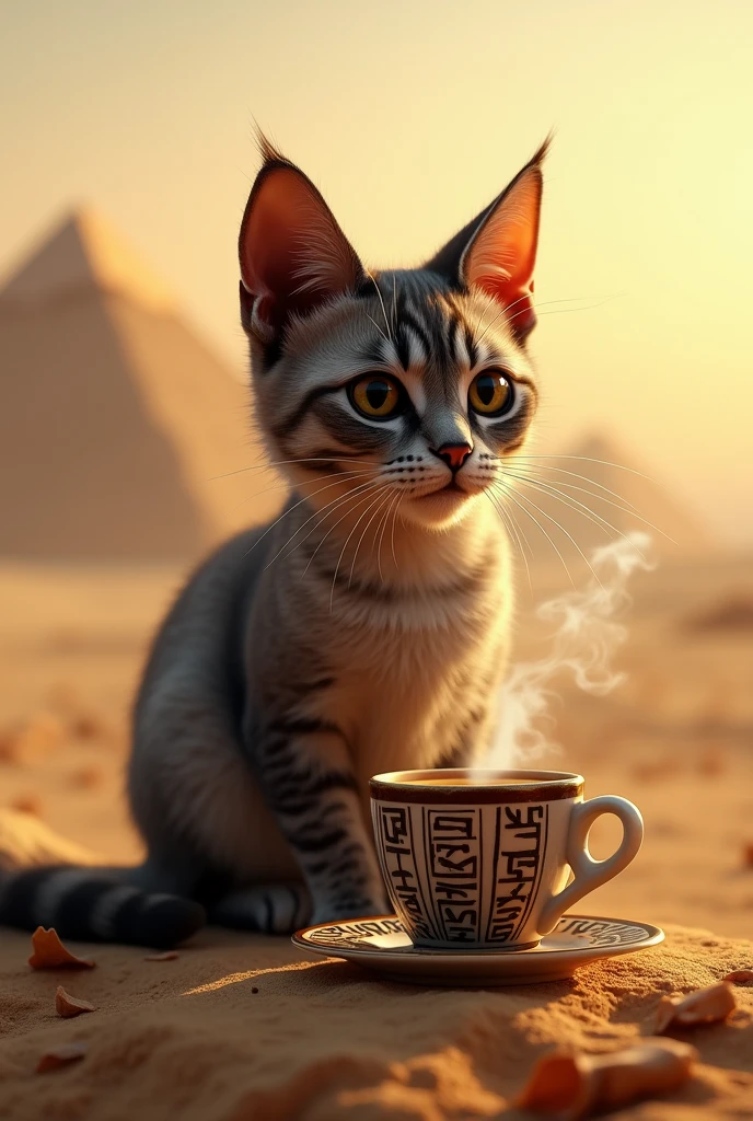cat drinking coffee in egypt