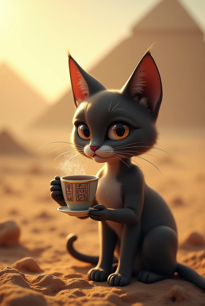cat drinking coffee in egypt
