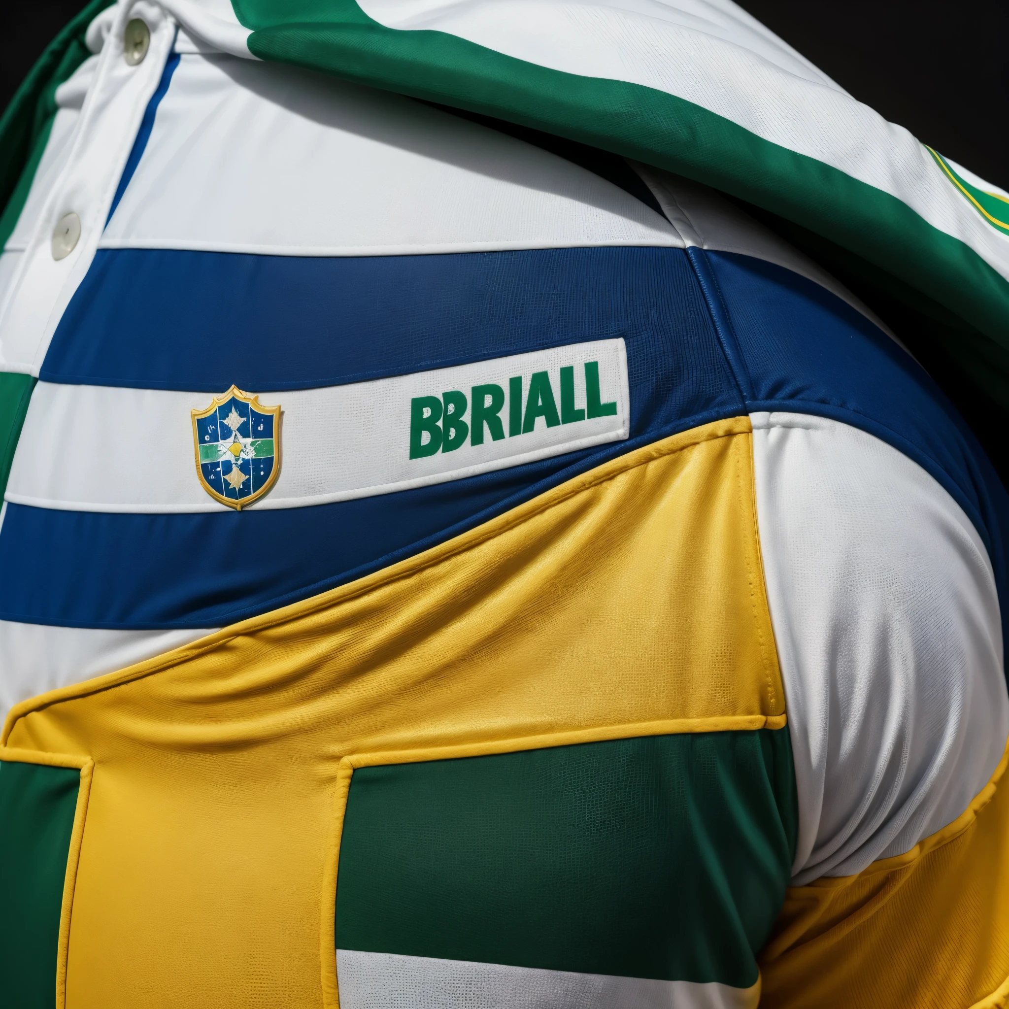 create a shield of the Brazilian football team with the white colors blue and green, with the letters DBL inside and the name BRASIL DE LIMEIRA on the outside