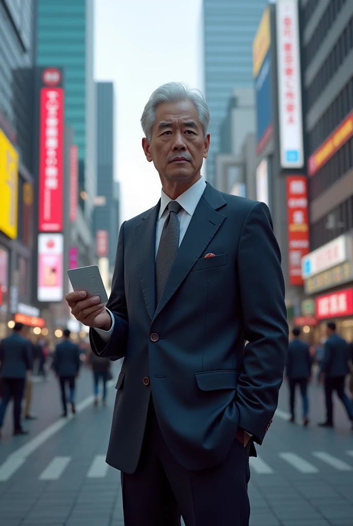 Japanese man with credit card in hand