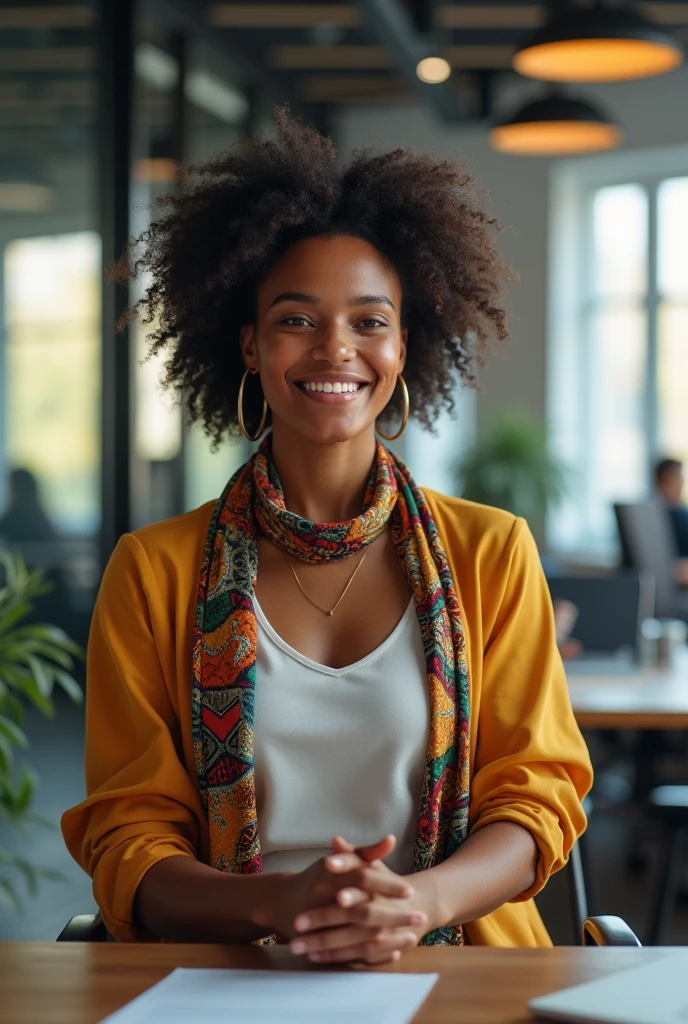 a realistic happy Brazilian working woman