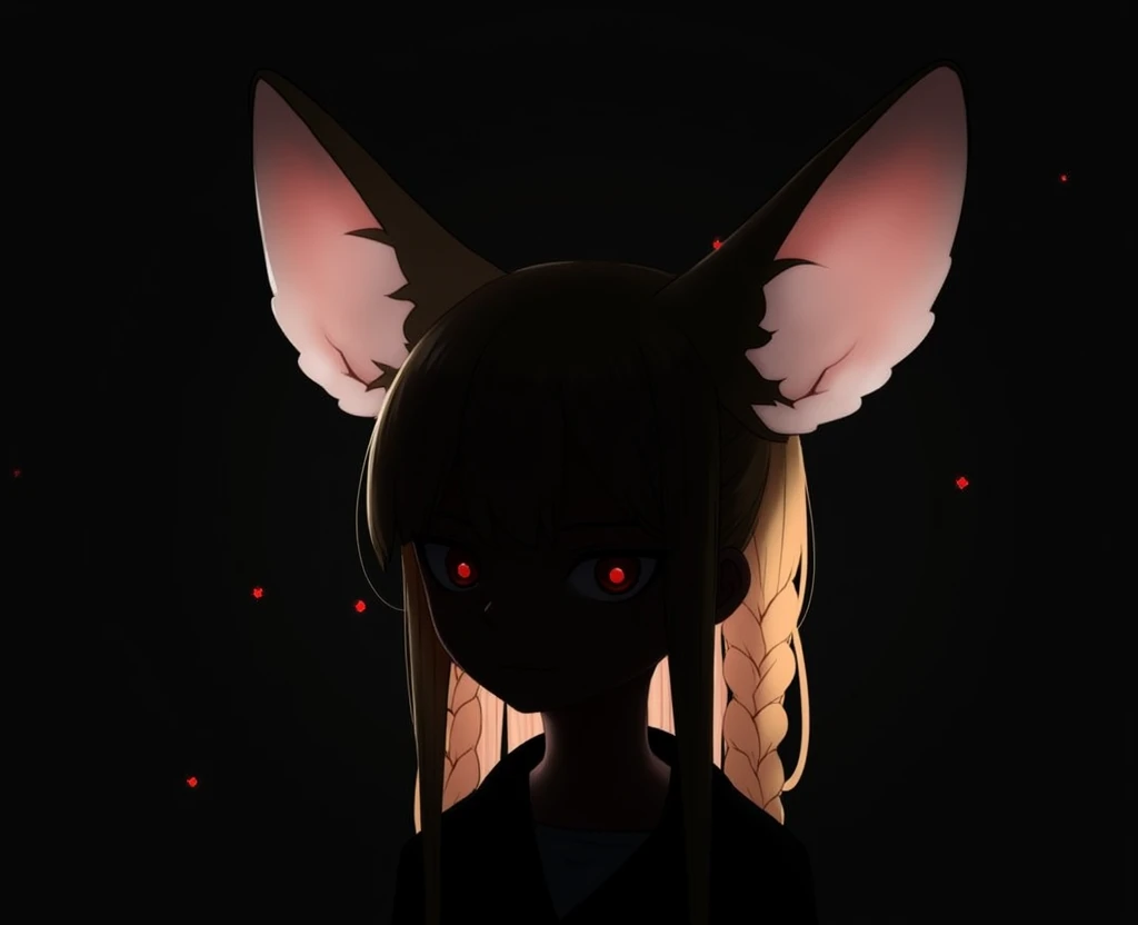 mayumi, (red_pupils), yellow_hair, side_braid, animal_ears, masterpiece, best quality, ultra-detailed, solo, 1girl