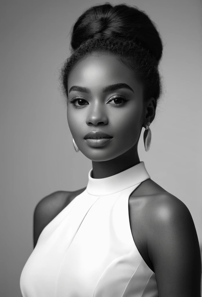 generates a professional 8k UHD photograph of the face of a 25-year-old girl, she is beautiful and African American, with depth of field, which shows the volume and 3D style in the photograph, it is black and white style, perfect lighting, a masterpiece , luxury shot, which looks real and artistic.