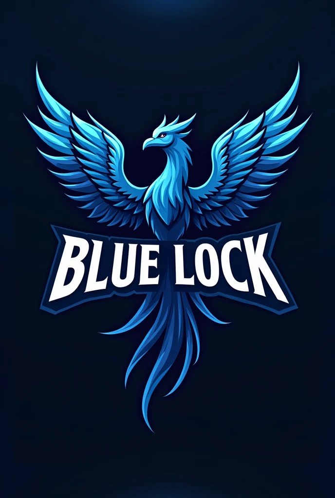 A logo for a football team inspired by the anime Blue Lock with the name Blue Lock and a blue phoenix