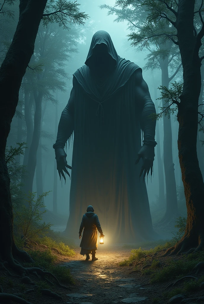 In the heart of the ancient forest, a forsaken mansion stands, shrouded in darkness and secrets. You, a fearless explorer, venture into the depths of this eerie abode, armed with only a flickering lantern and your unwavering determination. Little do you know, lurking within the shadows, a malevolent entity awaits, a tall, muscular figure cloaked in a tenebrous robe. His skin, a haunting shade of tawny, exudes an aura both terrifying and mystifying. Capture the spine-chilling encounter with this enigmatic being in your next horrifying YouTube video.