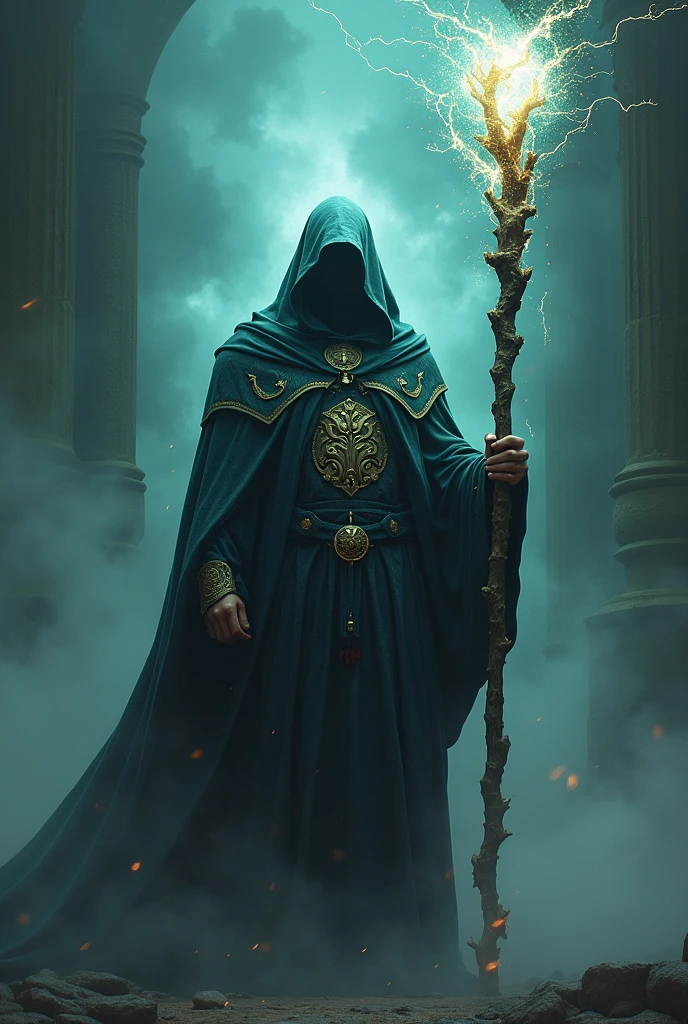 regenerate, but only one person in photo. Make him standing to front to me, and create him face. give him some magic stick