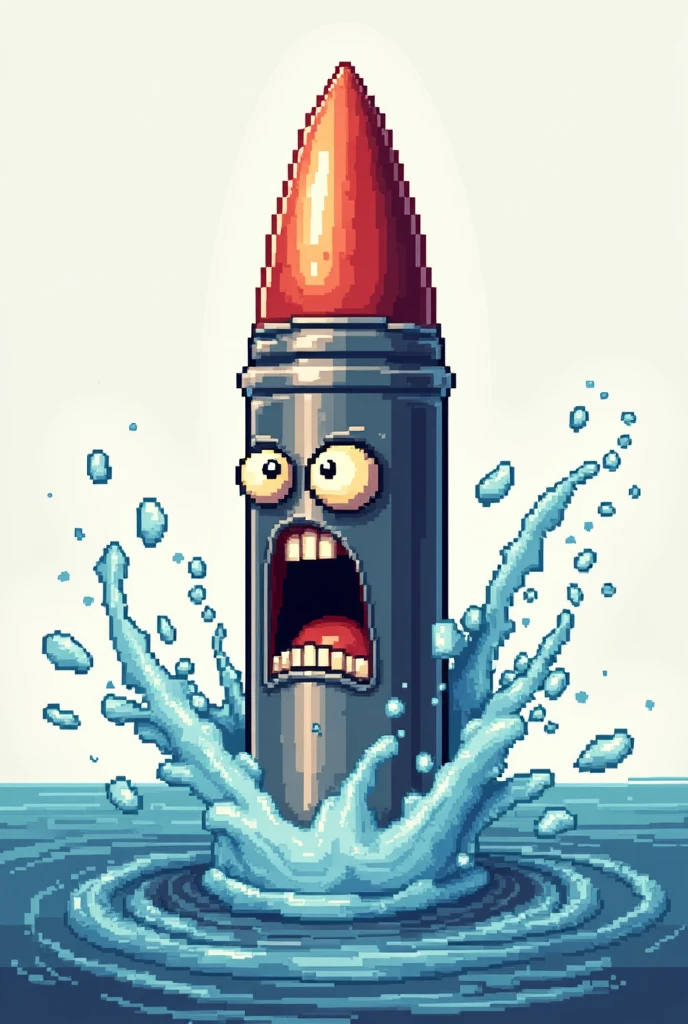 Make me a picture of a 32-bit bullet literally screaming ENTER THE STREAM with a transparent background, the bullet must be pixel art style