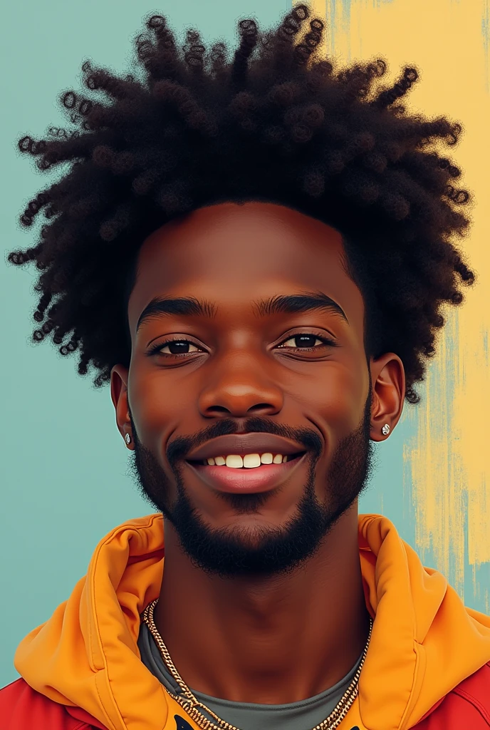 Black guy in mid twenties with shaggy afro hair