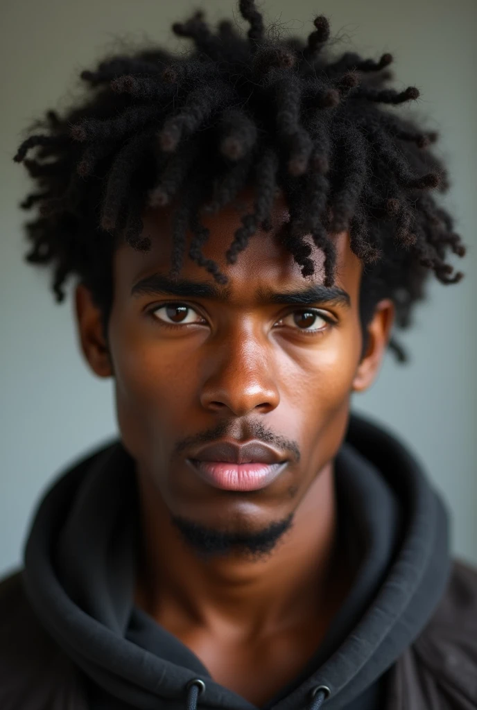 Black guy in early twenties with shaggy hair