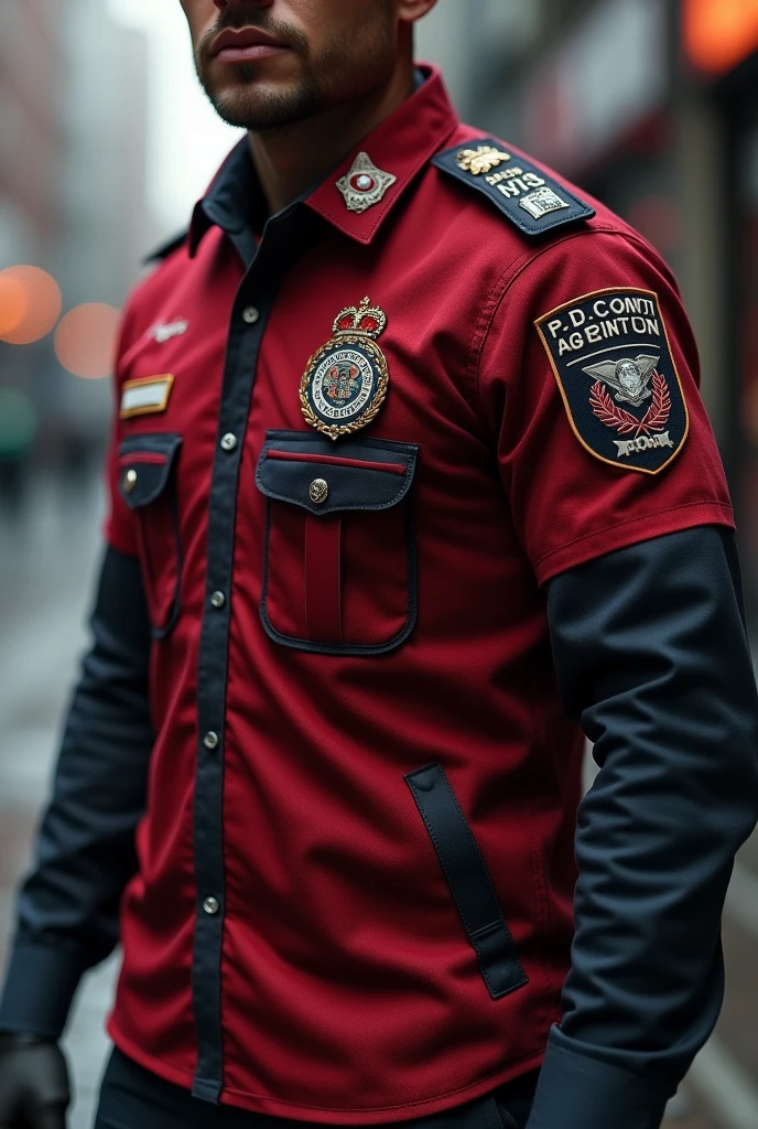 Dark red realistic team shirt with COP 

