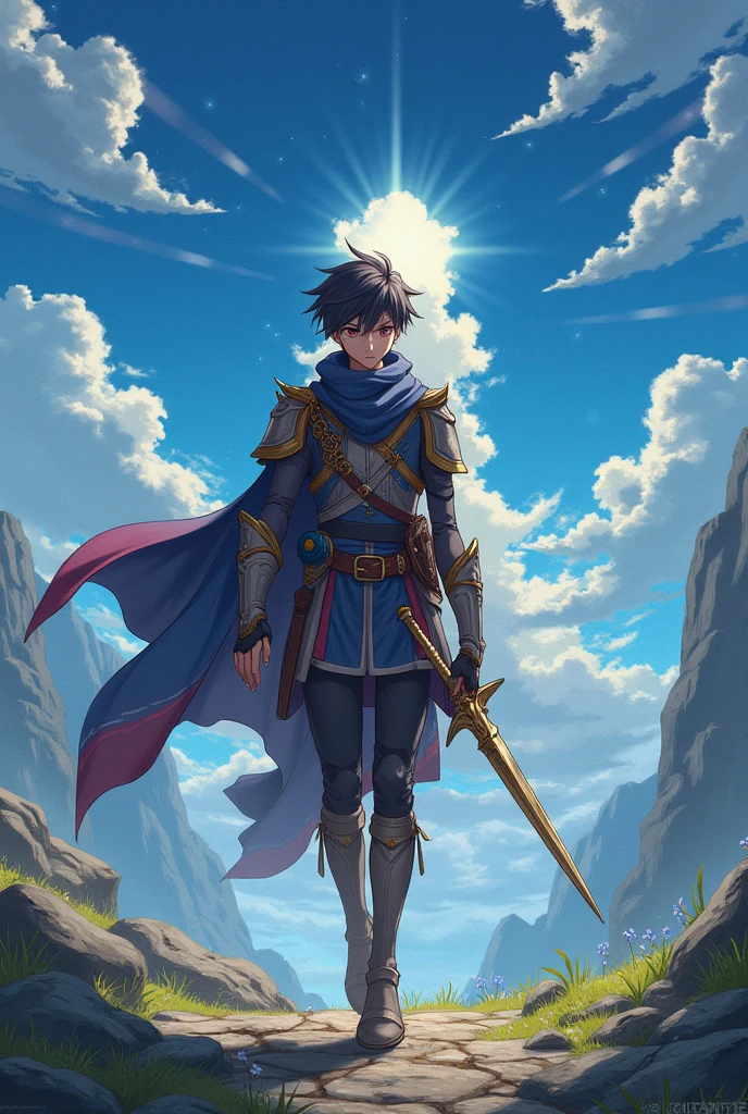 This is a fantasy story in which we follow our hero, Yoko Solis, a 15 year old boy and son of the high commander of the royal guard, Alexei Solis, from the kingdom of Celestria. Much loved by all, Alexei is considered an example of a hero.   
anime style However, our protagonist faces a complicated situation: he does not want to live in his father&#39;s shadow and wants to earn his own merits. His father is known as the strongest in the kingdom, and the Solis family is famous for carrying the powers of light and the grace of hope.
I wanted to show him with his bringing up this issue of being in his shadow

