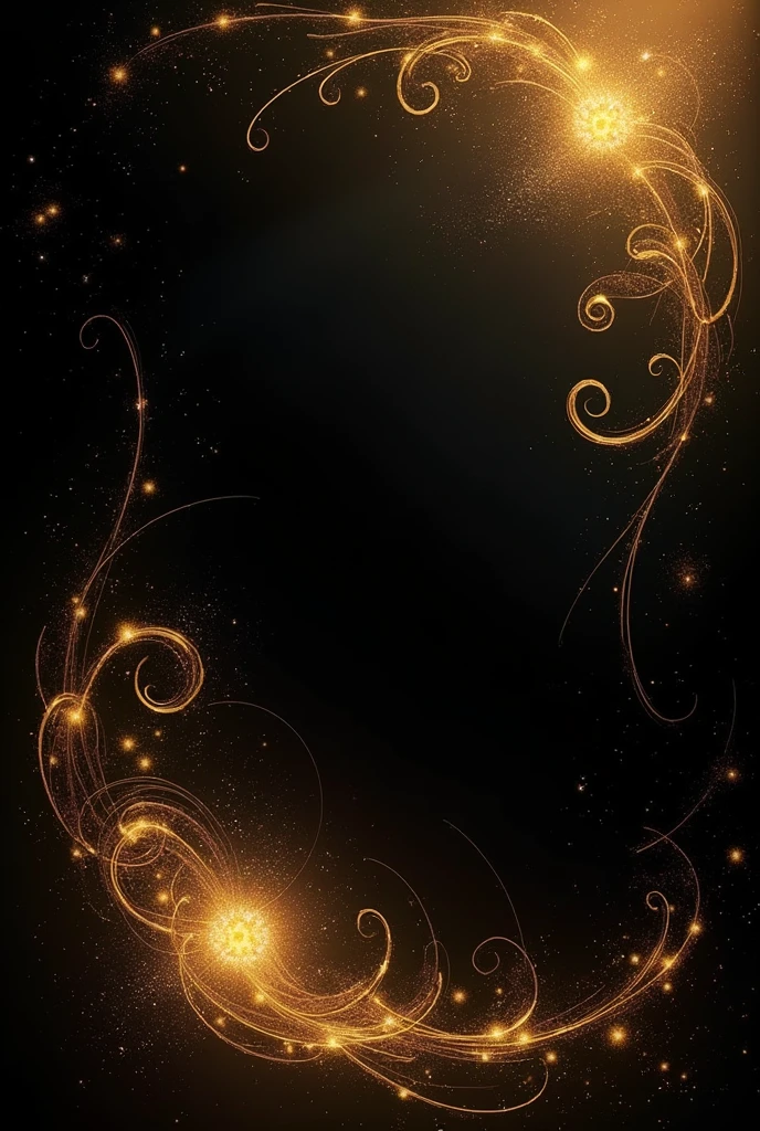 Create a black background with small gold designs and gold lighting