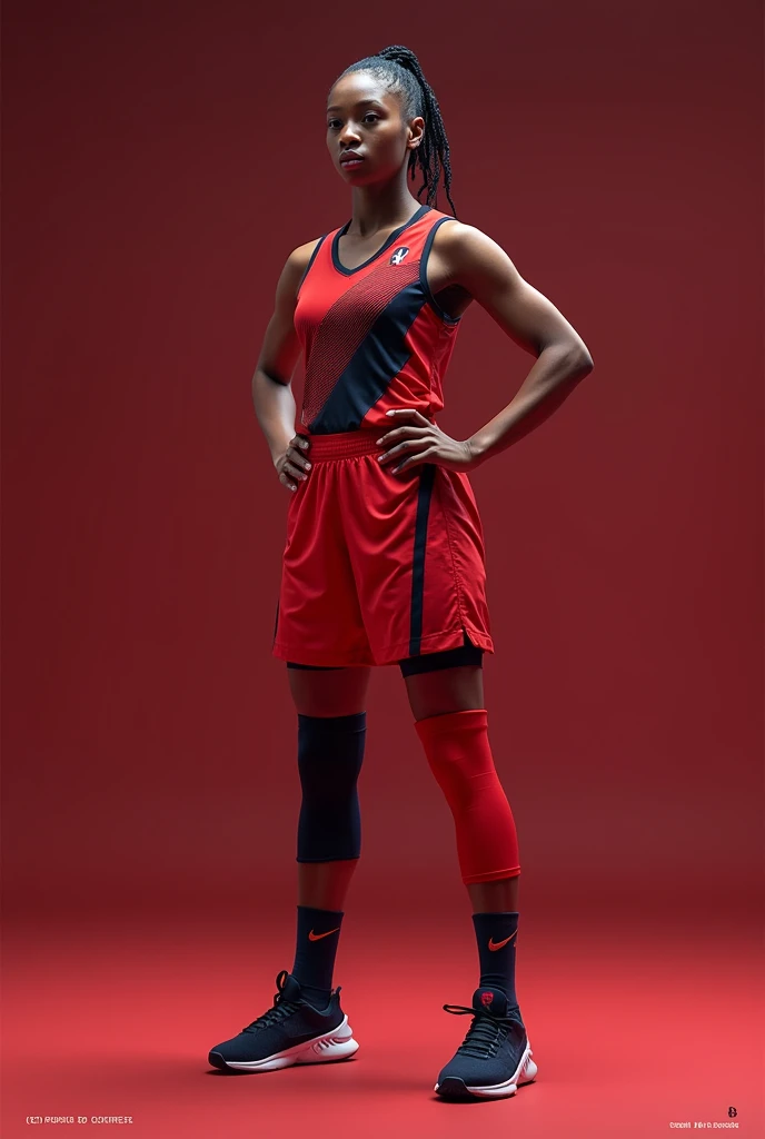 Women's basketball uniform design (red, black and dark blue)