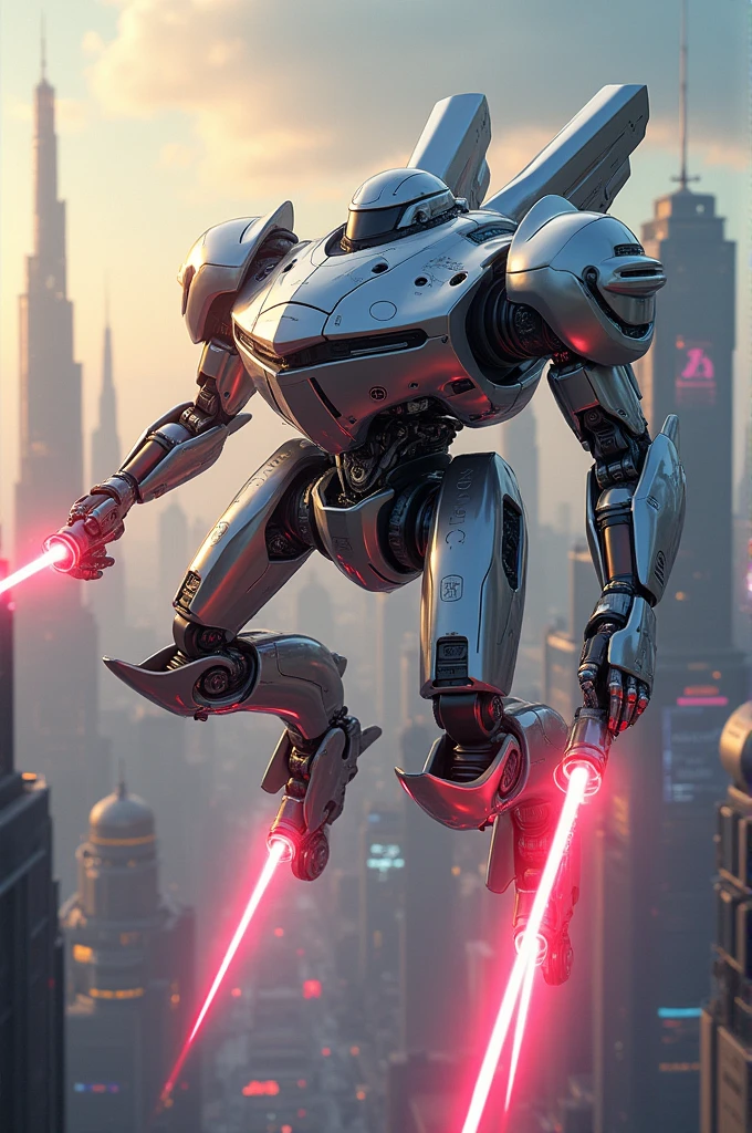 Laser shooting flying robot