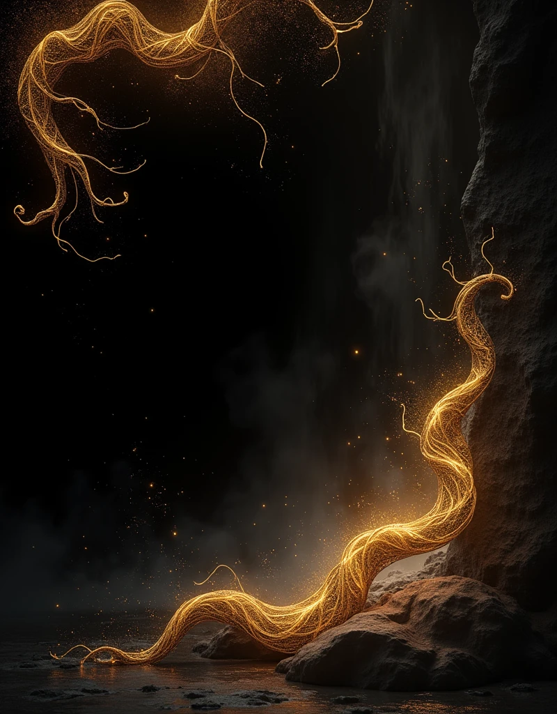 Create a black background with small gold designs and gold lighting