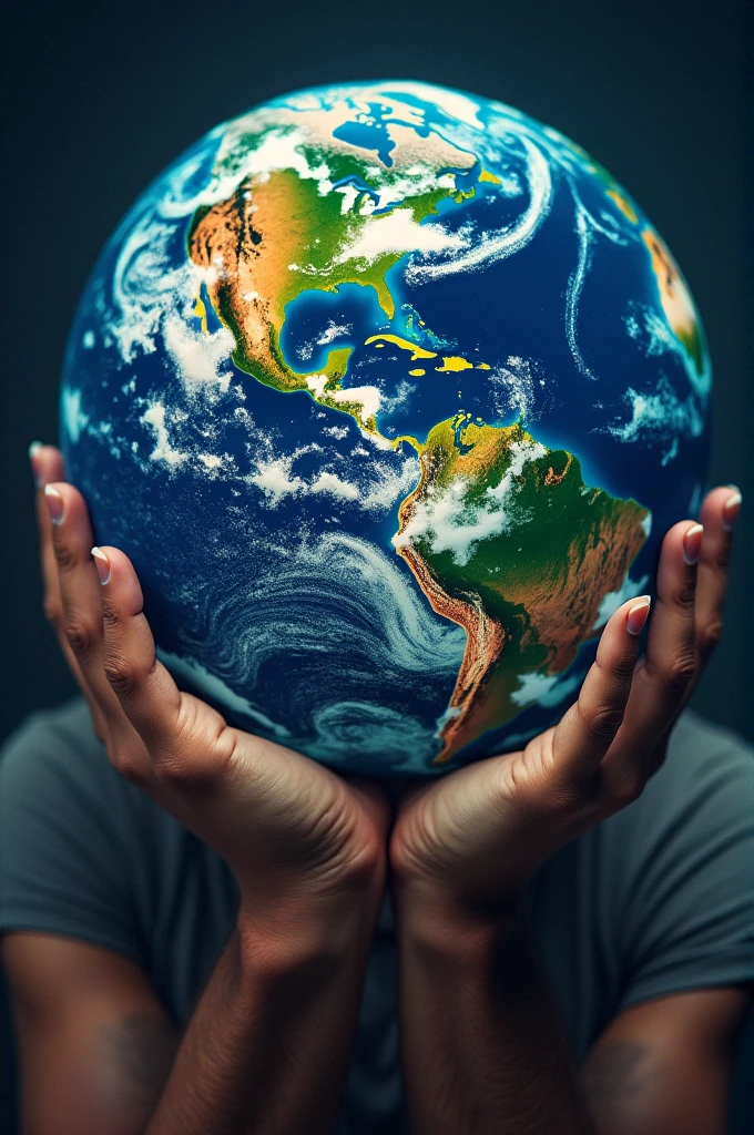 planet earth being held by a rapper