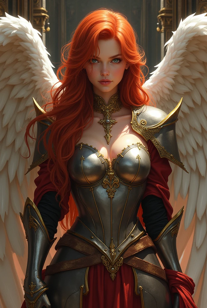 angel with wings redhead sensual medieval warrior