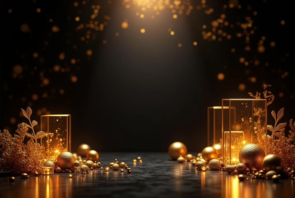 Create a black background with gold and gold lighting