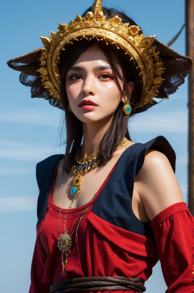 One person, Gaze, chest, High resolution, accurate, High-resolution model, Headpiece, accessories, abstract,