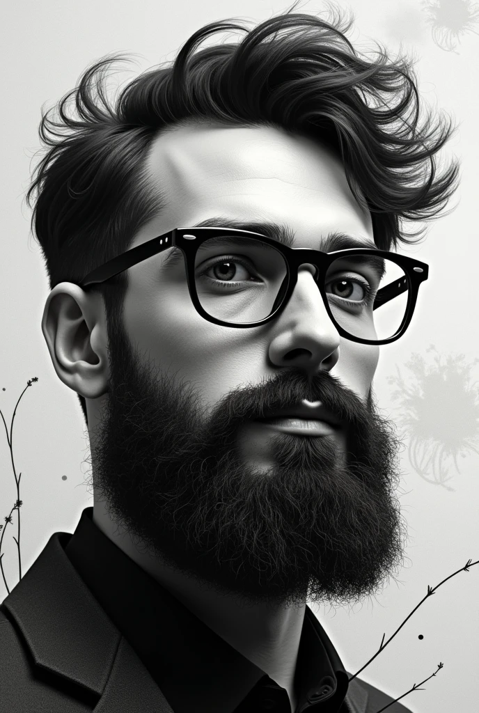 A bearded man with glasses in a black and white photo, 🦑 design, guillemos h. pong ball, Inspired by Pedro Pedraja, agree with you, mother mustard, Ed Durmisevic, avatar for website, NFT Portrait, highest virtue, inspired by Edo Murtić, david rios ferreira